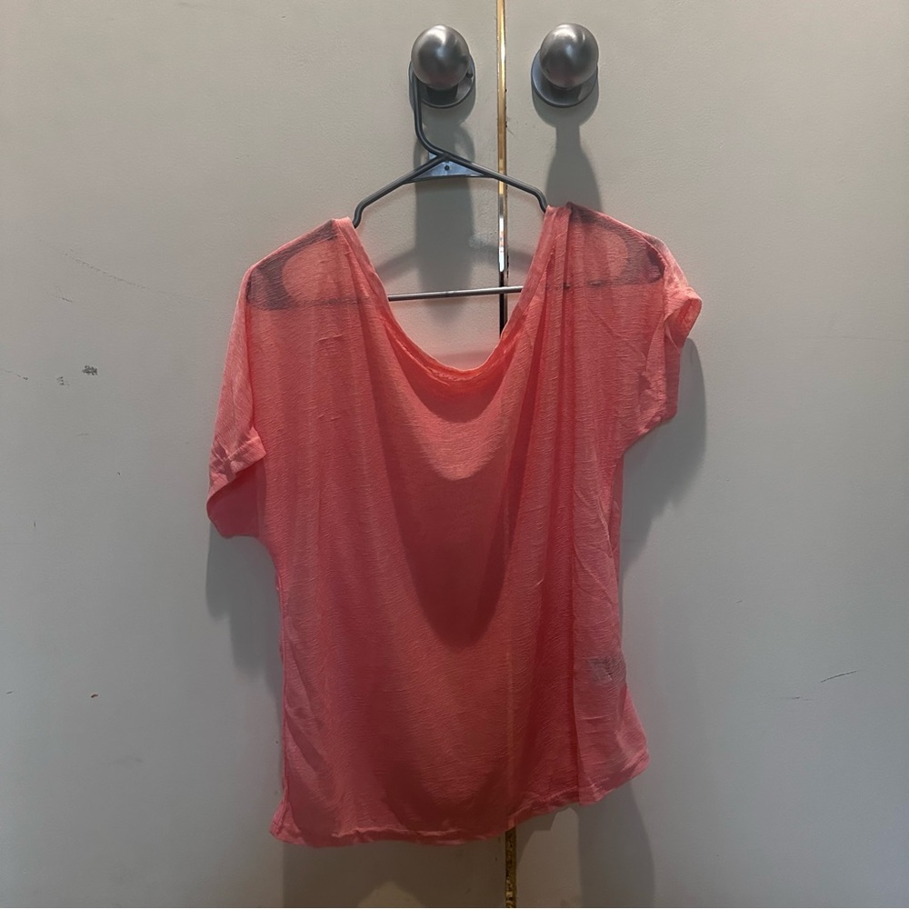 Sheer Asymmetrical Pink T-Shirt
